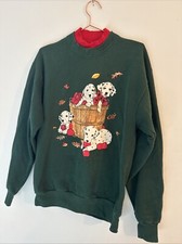 Vtg 90s Streetwear Womens M Dalmatian Dog Puppy Sweatshirt USA Grandma Core