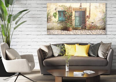 Bild Shabby Fahrrad Leinwanddruck Baumwolle Canvas Wall Art + Rahmen 60x120