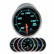 2"52mm 7 Color LED Oil Press Gauge Auto Oil Pressure Meter Sensor Black NJ A12