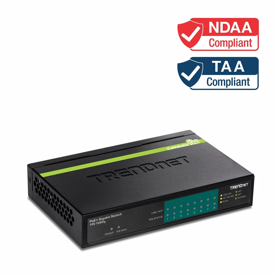 TRENDnet 8 Port Gigabit PoE Switch 30W Power Budget 16Gbps Switching Capacity - Image 3 of 4