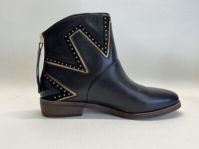UGG LARS BLACK LEATHER STUD STARBURST ANKLE BOOTS