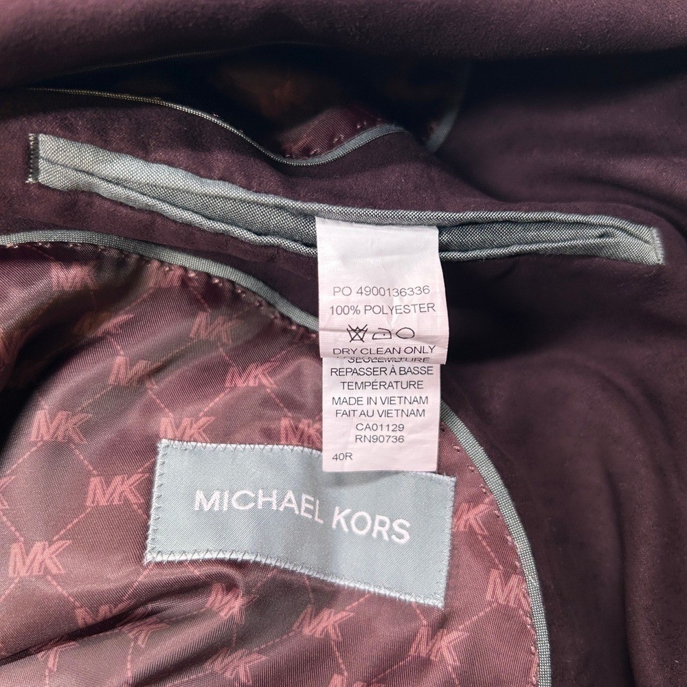 Michael Kors Faux Suede Sport Coat Mens 40R 40 Burgundy Red Classic Fit $295 NEW thumbnail 7