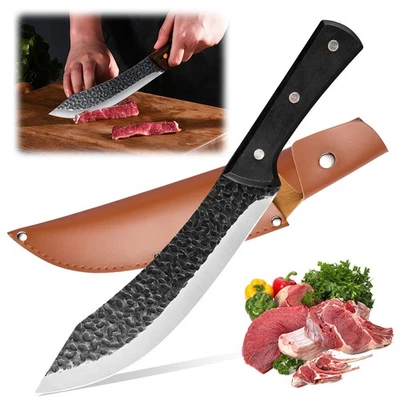 Hand Forged Knife Butcher Knife Meat Chopping Cleaver Kitchen Chef Knives USA