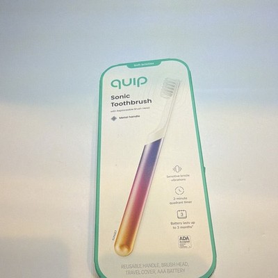 quip Quip Sonic Electric Toothbrush Metal Handle Soft Bristles Travel Case Timer
