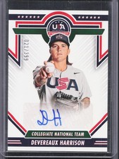2022 Panini Stars & Stripes USA Baseball Devereaux Harrison Auto #021/399