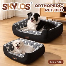 Skylos Orthopedic Pet Bed Non-Slip Corduroy Flannel for Small Large Dogs Durable