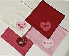 Valentine's Day Heart Napkins Set of 4 Cotton NOS Company Kids 20" Square