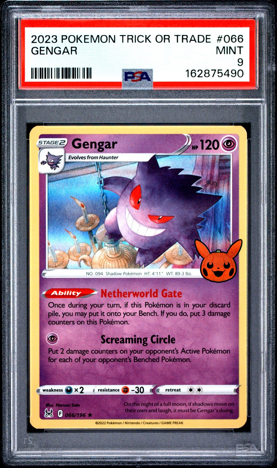 2023 POKEMON TRICK OR TRADE #066 GENGAR PSA 9