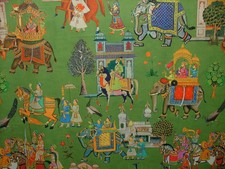 Éléphant Rideau Tapisserie Tissu Maharaja Vert Velours Coussins Usage 10 Mètres