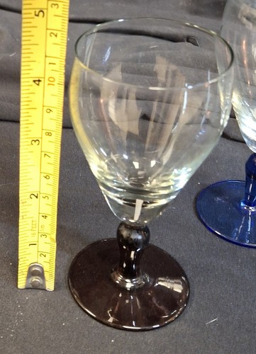 VINTAGE MID CENTURY MULTICOLOURED STEM SHERRY/WINE GLASSES x 5 ONLY. RETRO - Picture 7 of 8