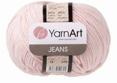 YarnArt Jeans Sport Yarn 55% Cotton 1 Skein/Ball 50 gr 174yd Color 07, Lot 455