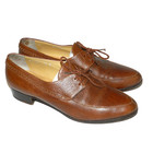 Vintage Ralph Lauren Oxford Shoes Grained Calfskin Women Sz 7.5 B Brown Italy