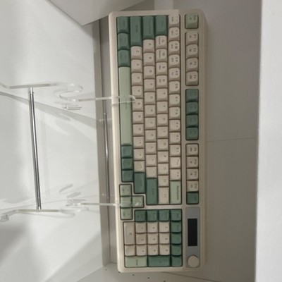 Mechanical Keyboard Green White QWERTY Knob Display English Plastic