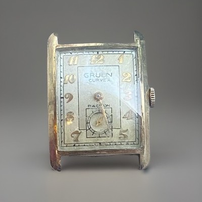 Vintage Antique GRUEN CURVEX Watch Mechanical 10K GF Parts Repair Winds Ticks
