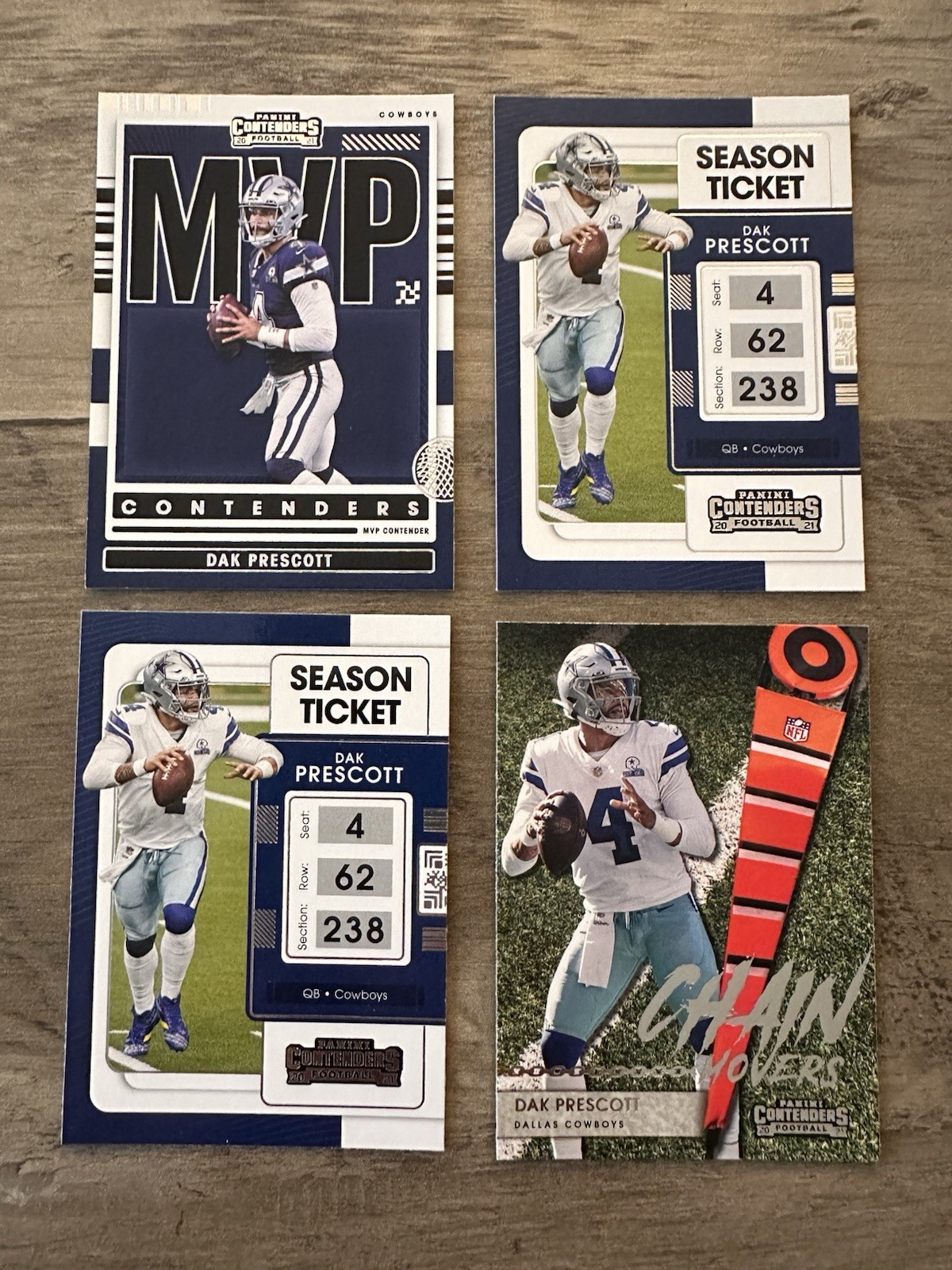 Lot of Four (4) Panini DAK PRESCOTT Football Cards NFL Dallas Cowboys QB