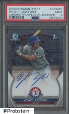 2023 Bowman Chrome Prospect Wyatt Langford RC Rookie AUTO PSA 9 MINT