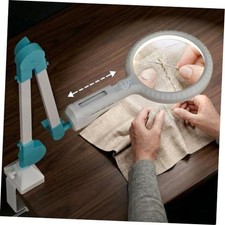 White 2-in-1 Magnifying Glass with Light & Stand for Close Closed - 2 in-1