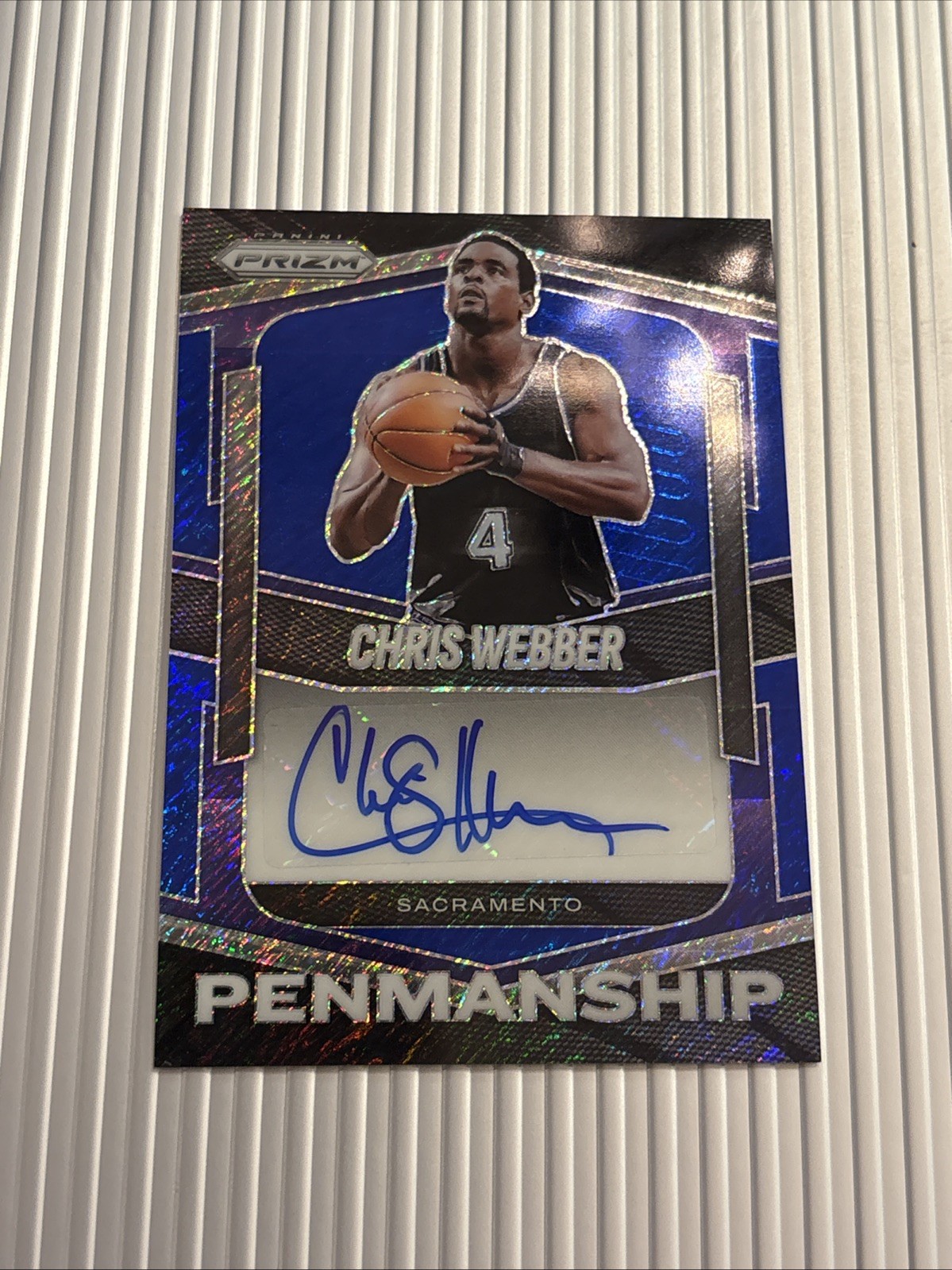 Chris Webber 2025-26 Panini Prizm Blue Shimmer FOTL Prizm Auto /15 Kings SSP HIT