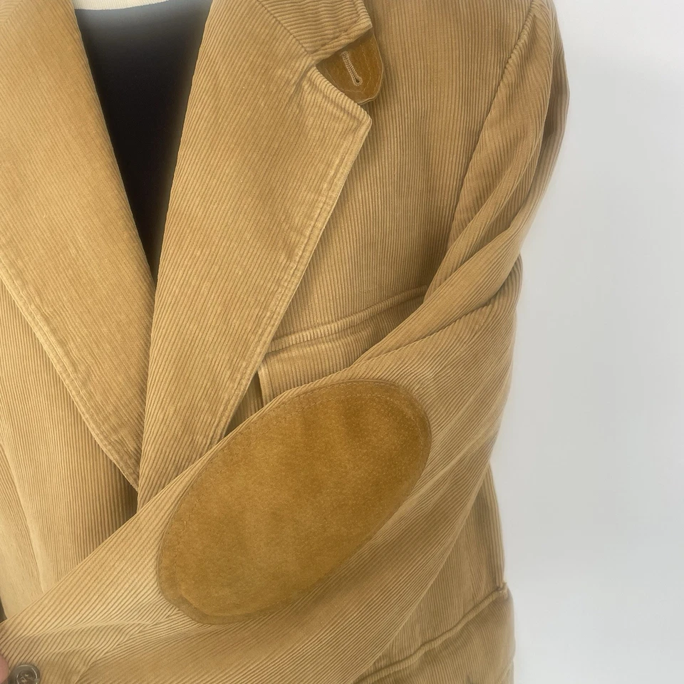 Vintage 70s Cortefiel Yugoslavia Corduroy Blazer Leather Elbow Patches 46R - Image 2 of 4