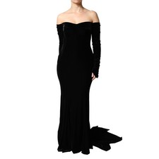 DOLCE & GABBANA Dress Black Off Shoulder Bodycon Long Gown IT40/US6/S 12500usd