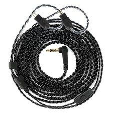 2M 2Pin IEM Cable Earbud Cords Silver Plated Extension Mic 3.5MM Black