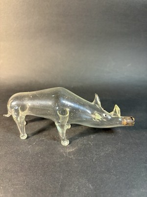 Vintage 60s Rynbende? Holland Hand Blown Glass Rhino Figurine