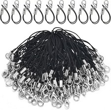 100Pcs Phone Charm Strap with Lobster Clasp   Nylon Black