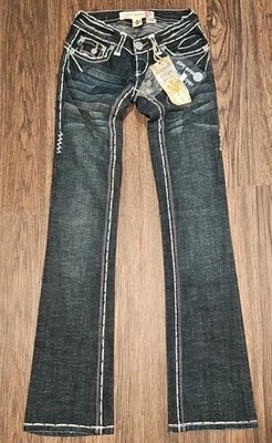 Laguna Beach Jeans, Size 24, Dark Wash Distressed Straight Leg  90's Y2K NWT.