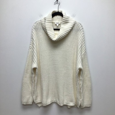 Haven Well Within Funnel Neck Sweater Cowl Neck Cream Chunky Knit Pullover 2XL
