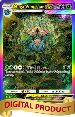 Pokemon Pocket TCG Card 2 Star Full Art Rainbow Mega Venusaur EX