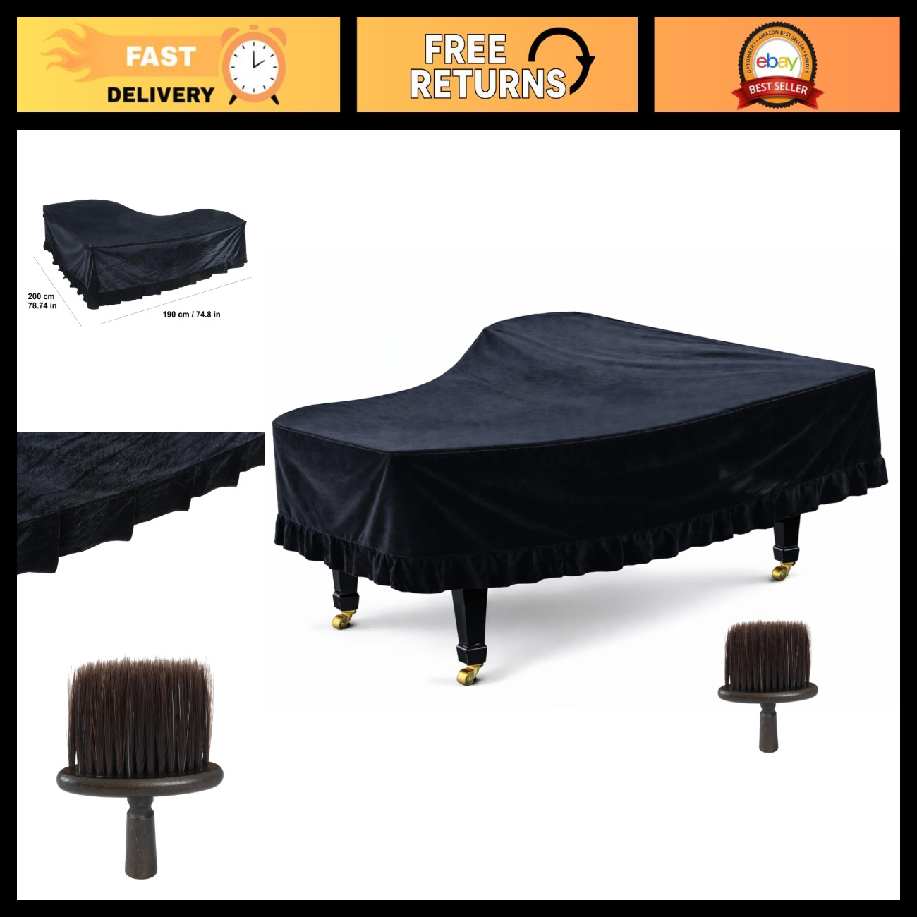 Extra Wide Piano Cover 78"x74" | Universal Dust Protection for Keyboard & Stand,