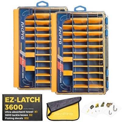 2 Pack 3600 Waterproof Fishing Tackle Box, Floating One-Hand Latch Bait Stora...