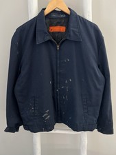 Vtg Cintas Work Jacket Men s XL Navy Paint Splatter Made in USA Quilted Lined