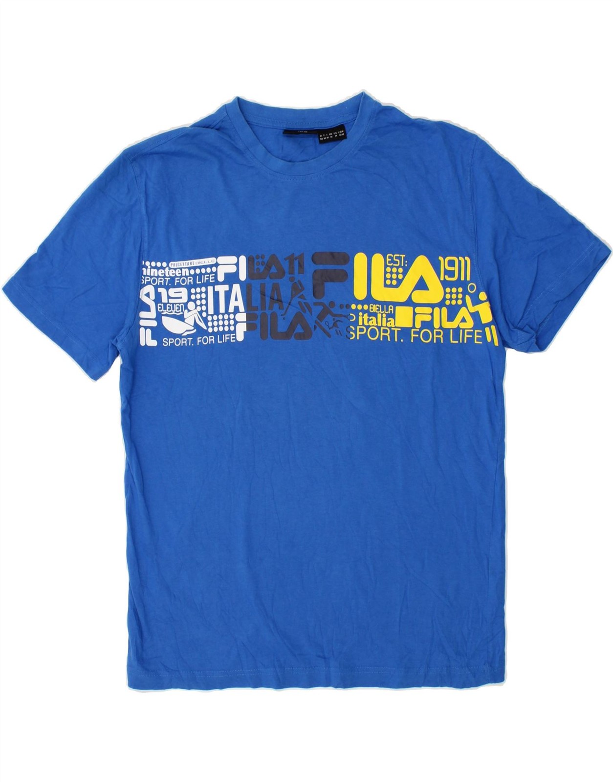 FILA Maglietta Uomo Grafica Top Blu Medio Cotone RK10