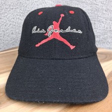 Vintage Nike Air Jordan Hat Cap Strap Back Black Wool Adult Jumpman Basketball