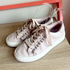 Tory Sport Tory Burch Light Pink Leather Ruffle Lace-Up Trainer Sneakers 6