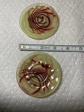 Akro Agate Lemonade Oxblood Children  s Dishes- Round Plates
