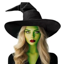 gagift world Witch Hat, 17.8IN Black Felt Wizard Hat for Adults Large,