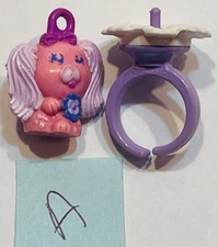 Vintage Charmkins Petal Pink Puppy Toy Charm Figure w Ring *A* 1980s Hasbro BIN2