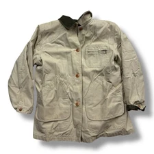 Vintage 90s LL Bean Tan Chairs Barn Coat Jacket Size Small Flawed 
