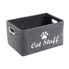 Felt Cat Toy Basket Foldable Storage Bin Handles Pet Organizer Indoor Bed