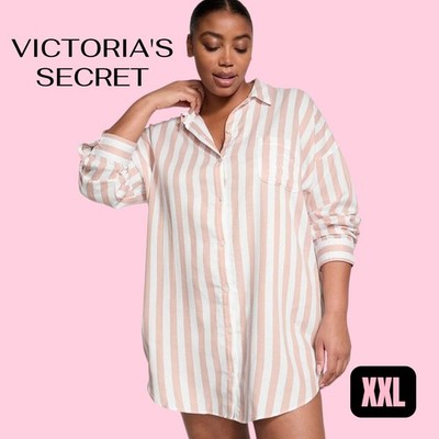 Victoria's Secret Woman's Striped Modal-Cotton Sleepshirt - XXL 