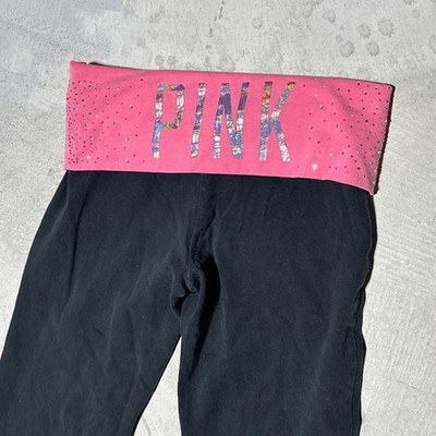 新品Victoria's Secret PINK ヴィクシー　ヨガパンツ S Victoria's Secret PINK Women's Y2K Fold Over Yoga Pants Pink