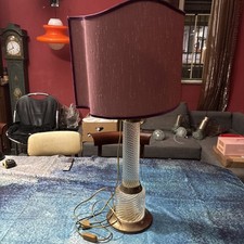 Lampe De Table Tommaso Barbi, Verre Et Laiton, Design Italien Années 70