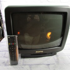 Vintage 1996 Sanyo AVM-1306 13" CRT TV Black Retro Gaming Coax Remote Included