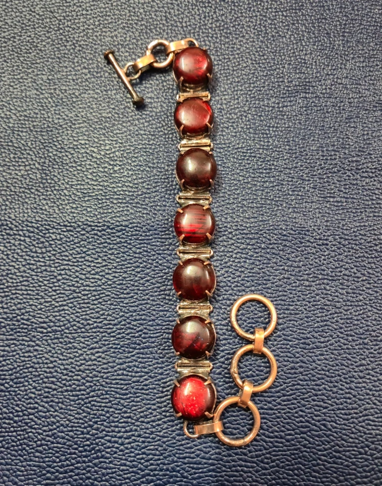 Pulsera envuelta en alambre genuina labradorita roja cobre joyería regalo para ella Foto 2 de 4