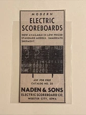 Naden & Sons Electronic Scoreboards Webster City 1953 Sporting News Baseball Ad