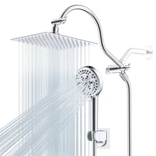 8” Rain Square Shower Head with Handheld Spray Combo High Pressure Adjustable US