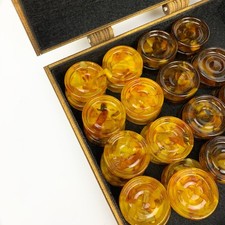 Made in USA Baltic Amber Backgammon Checkers Pieces Handmade Game Set Gift
