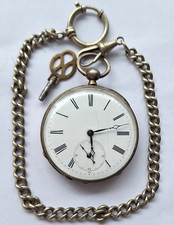 Herrentaschenuhr mit Schüssel um 1900 Uhr Läuft.Deckel mit gravur